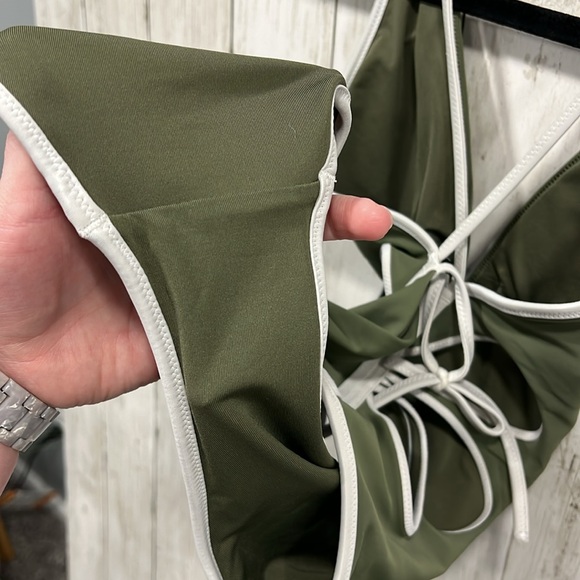 Aerie Cutout One Piece Swimsuit Olive Green Size Medium - Picture 9 of 9